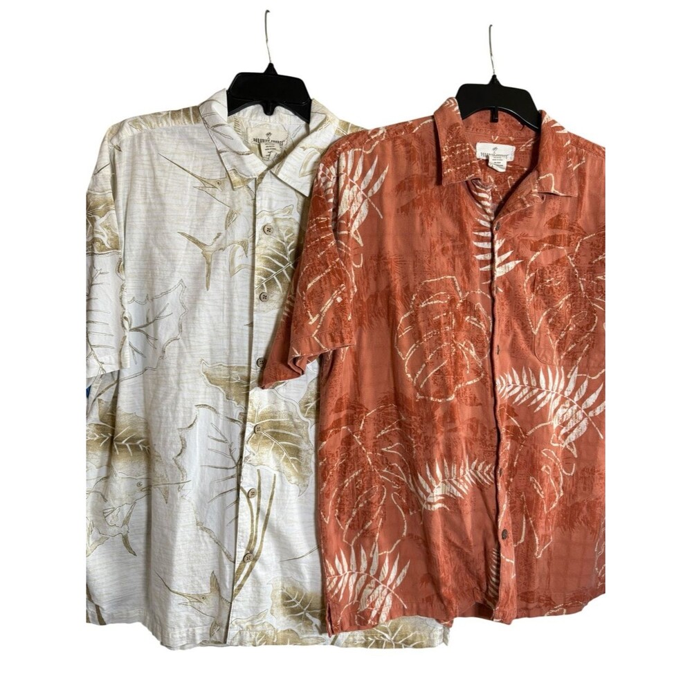 Paradise Shores Men's XL Short Sleeve Button Down Tropical Shirts Marlin Leaf- 2